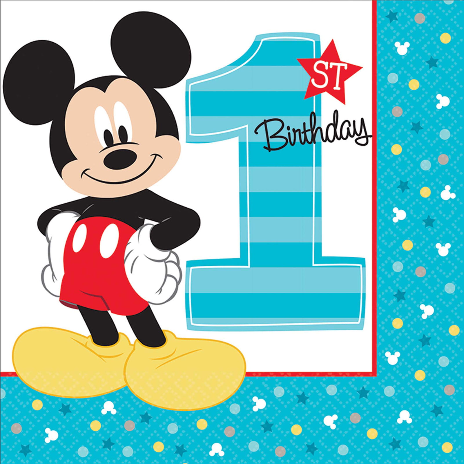 Mickey Mouse 1st Birthday Party Supplies 48 Pack Lunch Napkins 