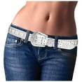 thumbnail image 2 of Women Bling Leather Belts For Jeans Pants With Fashion Silver Buckle, 2 of 3