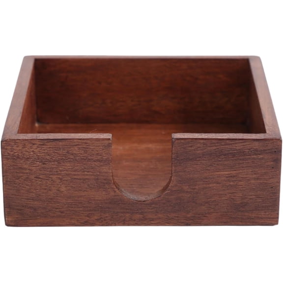 Rustic Wood Sticky Note Holder for Home Office Desks, Desk Memo Pad Dispenser 10x10cm