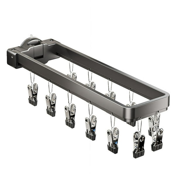 Tendedero con ventosa para baño, perchero para ropa, ahorra espacio, colgador de ropa, soporte para calcetines, ropa de bebé, balcón y dormitorio Negro Gris