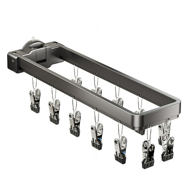 Tendedero con ventosa para baño, perchero para ropa, ahorra espacio, colgador de ropa, soporte para calcetines, ropa de bebé, balcón y dormitorio Negro Gris