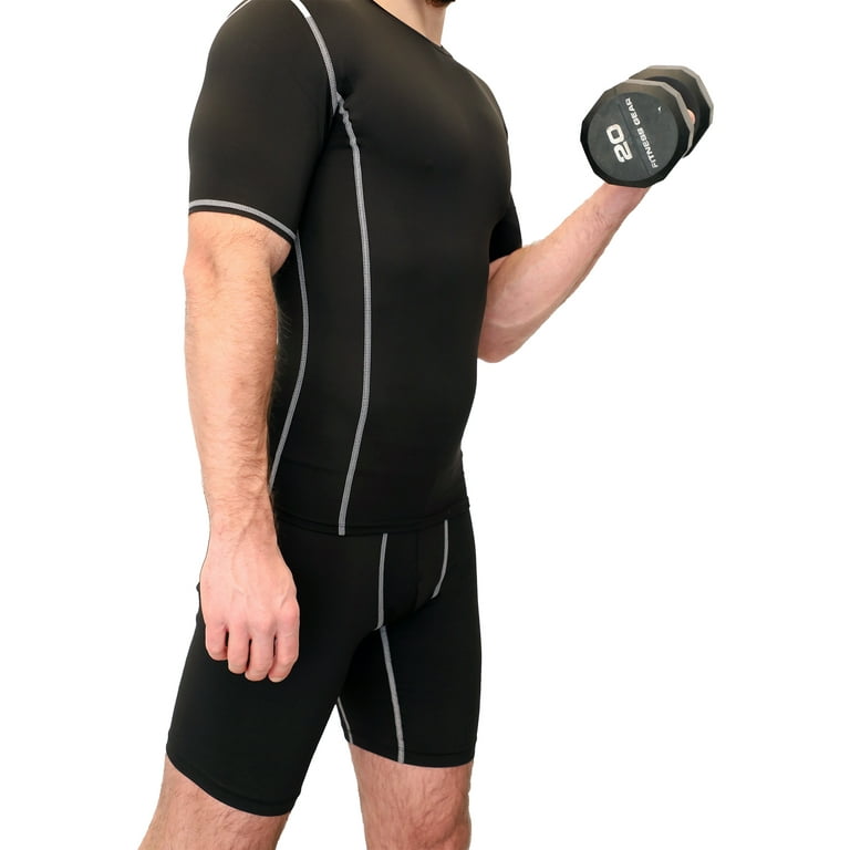 Athletic Works Compression Long Shorts for Adults, Unisex, Black