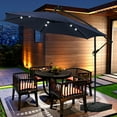 thumbnail image 3 of Ainfox 10ft Cantilever Patio Umbrella with Lights, Offset Market Umbrella with Sandbags Weighted Base and Cross Base, Navy Blue, 3 of 7