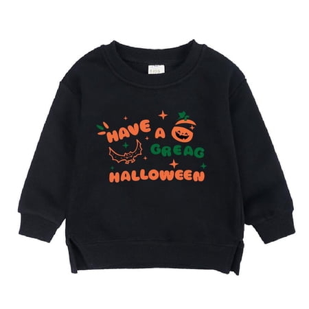 GiLiling Kids Halloween Sweatshirt Pullover Crewneck Long Sleeve Top for Toddler Boys Girls Soft Brushed Printed Casual Outfit (BK2 3-4 Years)