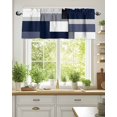 thumbnail image 2 of Blue Grey Patchwork Valances for Windows Abstract Geometric Art Valance Rod Pocket Light Filtering Short Window Treatments Curtains for Kitchen Bathroom Living Room Bedroom, 1 Panel, 42 x 18 Inch, 2 of 7