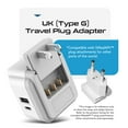 thumbnail image 3 of UK, Ireland Power Adapter Travel by Ceptics, Safe Dual USB & USB-C 3.1A - 2 USA Socket - Compact & Powerful - Use in Hong Kong, England, Dubai, Saudi Arabia - Includes Type G Swadapt Attachments, 3 of 7
