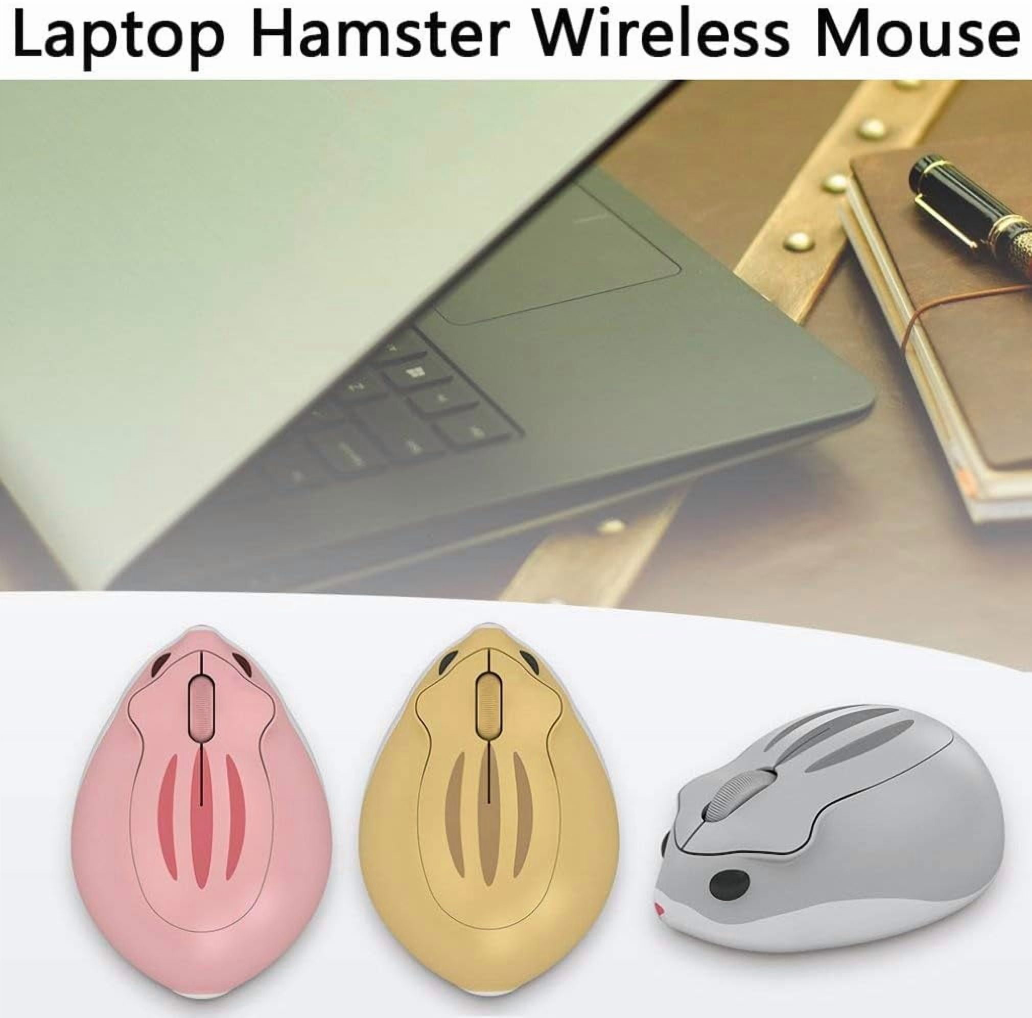 2.4GHz Wireless Mouse Cute Hamster Shape Less Noice Portable Mobile Optical 1200DPI USB Mice Cordless for PC Laptop Computer Notebook MacBook Gaming Kids Girl Men Women Adults Gift (Pink)