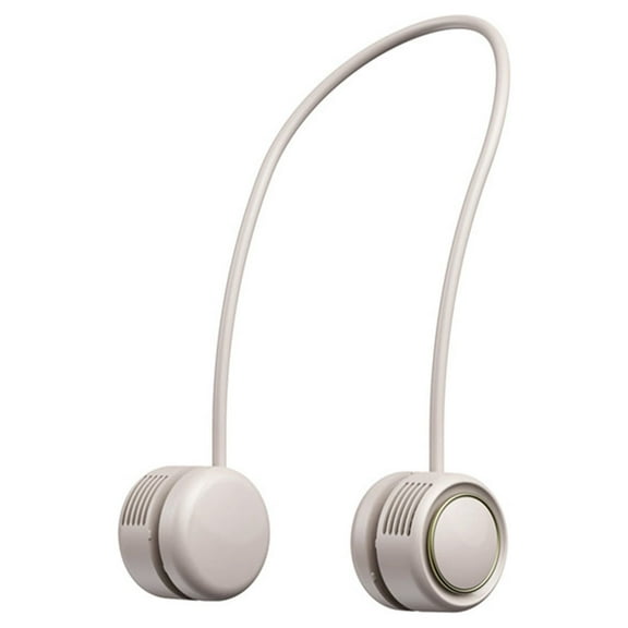 Beige Usb Rechargeable Portable Leafless Necklace Fan Hands Free Neck Fan 3 Speeds 1600Mah For Outdoor
