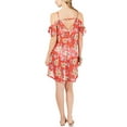 thumbnail image 4 of Miken Womens Plus Print Cold-Shoulder Dress Swim Cover-Up (1X, Poppy Red Citrus), 4 of 4