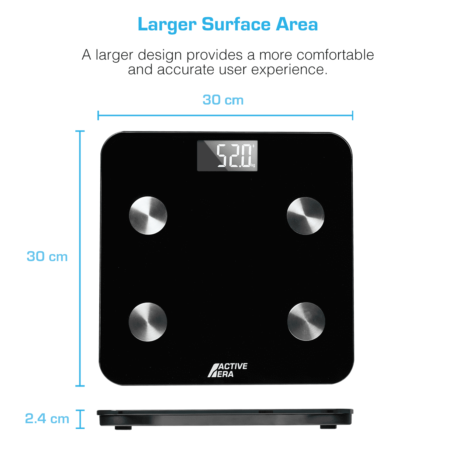 Active Era Smart Scale Body Fat Scale (Black) - Bluetooth Scale with App Compatibility
