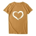 thumbnail image 4 of Pincandy Women Short Sleeves Crewneck Heart-shaped Print Casual Tops Blouse T-shirt Graphic Tees Shirts Short Sleeve Casual Basic Tops,Yellow,2XL, 4 of 7