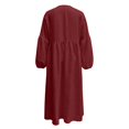 thumbnail image 6 of Ygbgbb Women V‑Neck Puff Sleeve Loose Maxi Dress, Elastic Waist Flowey Hem Casual Dress for Beach Holiday and Summer Relaxed Daily Wear Wine XXL, 6 of 7