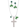 thumbnail image 2 of Delight Jewelry Stainless Steel Psalm 46:10 - Be Still and Know Engraved Cross - Green Shamrock Necklace and Clover Earrings Jewelry Set, 2 of 5