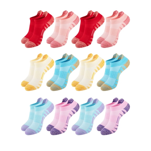 EALLCO Girls Ankle Socks 12 Pairs Lightweight Soft Breathable Multi-Color Kids Socks for School Daily Wear
