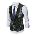 thumbnail image 1 of Styesk Vestes pour Hommes Veste Formelle Imprimée Performance de Scène Sans Manches avec Boutons et Poches, 1 of 6