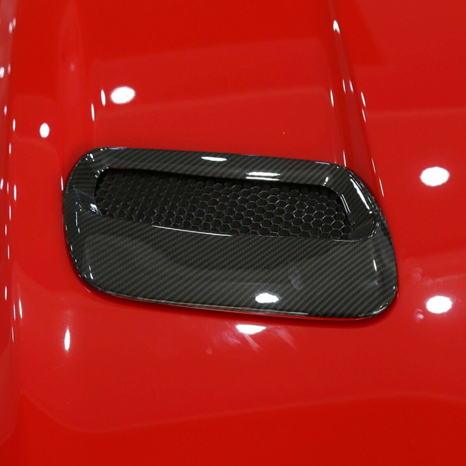 KAIHUIXING Carbon Fiber Hood Engine Air Vent Cover Trim + Accessories for Ford for Mustang 2018-2020 Front Upper CFHEAVCTFFM2A
