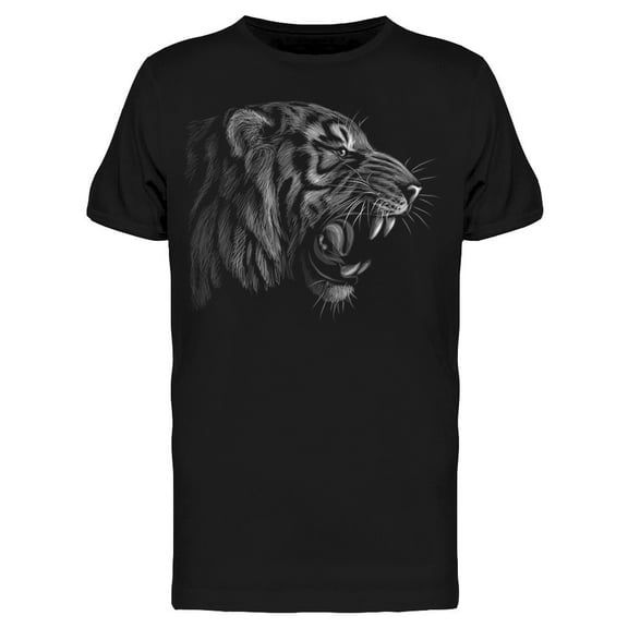 A Black And White Tiger Portrait T-Shirt Men -Image by Shutterstock, Male Medium
