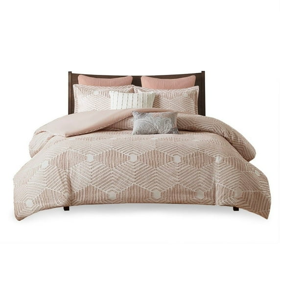 Gracie Mills Chic Cotton Jacquard Duvet Cover Set Blush GRACE-12089 3 Pieces