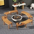 thumbnail image 2 of Costway 4 PCS Outdoor Curved Bench with Slatted Seat Solid Acacia Wood for Yard, 2 of 9