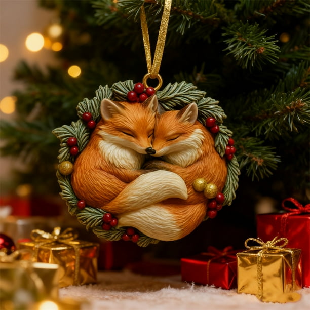 Adornos navideños 2D para árbol | Colgantes para decoración festiva | Juego de 2 | Adornos colgantes para coronas, guirnaldas y decoración navideña de interiores