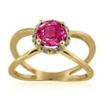thumbnail image 1 of 0.85 Carat 6MM Round Pink Topaz And Diamond Ring In 10K Solid Rose, White & Yellow Gold, 1 of 3