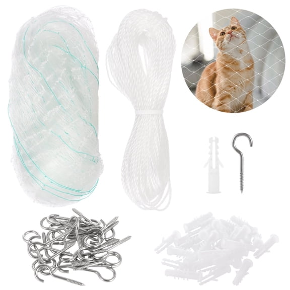 10 x 20Ft Balcony Netting for Cat Pets, Nylon Anti Bird Netting, Anti-Fall Pet Safety Net, Pet Mesh Fence for Apartment Garden Balcony Stairs