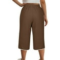 thumbnail image 4 of MIUOWANP Plus Size Women's Cropped Pants Wide Leg with Pockets Solid Color Drawstring Casual Long Pants Size XXXXL(16)Brown, 4 of 8
