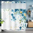 thumbnail image 6 of Spring Green Flower No Hooks Shower Curtain with Snap-in Liner Country Watercolor Green Floral Tree Leaf Shower Curtains for Bathroom, Waterproof, Easy Install, Washable 72"x78", 6 of 9