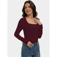 thumbnail image 6 of Womens Square Neck T Shirts Long Sleeve Tops Fitted Tees, 6 of 6
