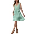thumbnail image 4 of INSPIRE CHIC Women's Ruffled Hem Waist Strap V Neck Sleeveless Bohemia Midi Dress, 4 of 6