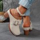 thumbnail image 5 of Correas de Tacón para Tacones Altos Bloque de Hebilla Tacón Clog Mules, Tacones Altos de la Mujer Estilo Madera Cerrado Dedo Del Pie, 5 of 9