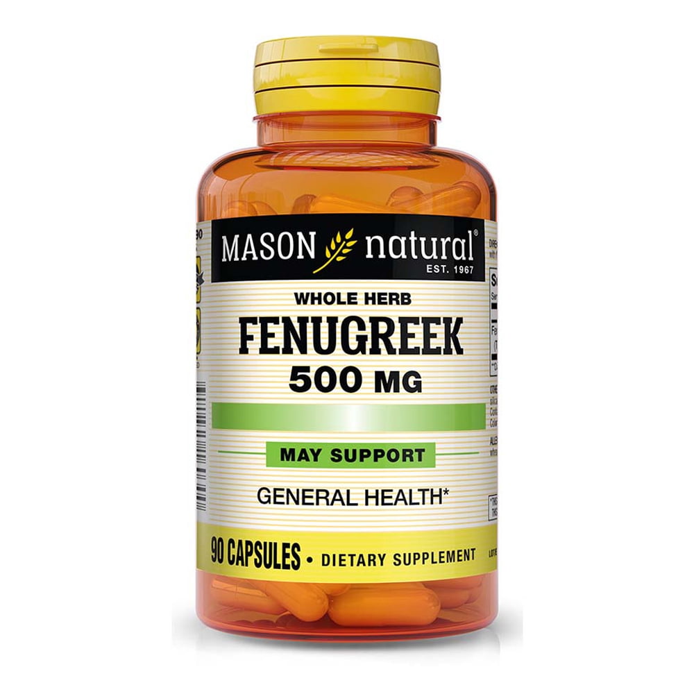 Mason Natural Whole Herb Fenugreek 500 mg - Supports Overall Health, Herbal Supplement, 90 Capsules