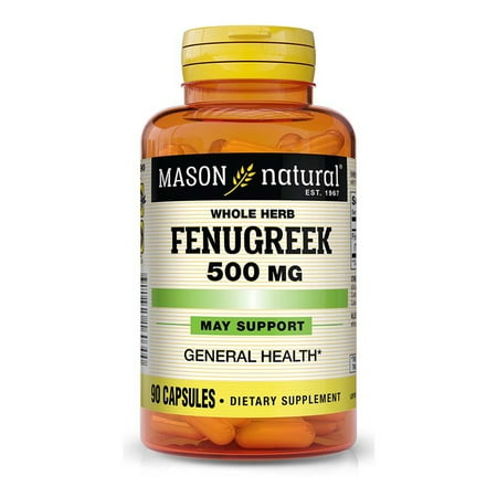 Mason Natural Whole Herb Fenugreek 500 mg - Supports Overall Health, Herbal Supplement, 90 Capsules