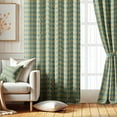 thumbnail image 2 of Vargottam Room Darkening Curtains - Geometric Pattern, Set of 2 Panels, 42" x 90" - Grommet-Top Blackout Window/Door Drapes for Bedroom, Nursery & Living Room - Blue, 2 of 9