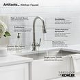 thumbnail image 4 of Artifacts single-hole kitchen sink faucet with 17-5/8" pull-down spout and turned lever handle, DockNetik(R) magnetic docking system, and 3-function sprayhead featuring Sweep(R) and BerrySoft(R) sp, 4 of 5