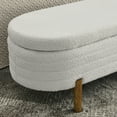 thumbnail image 5 of Furniliving 46"Storage Ottoman Benches, Oval End of Bed Bench with Rubber Wood Leg, Upholstered Bench for Living Room, Bedroom, Entryway, Beige, 5 of 11