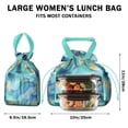 thumbnail image 5 of Teal Gold Marble Drawstring Lunch Bag Women - Drawstring Lunch Bag Insulated for Work Office - Stain-Resistant Large Lunchbags for Women with Multi-Pockets, 5 of 6