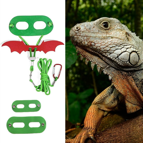 1 Set Bearded Dragon Harness Adjustable with Wings Holiday Dress Up Reptile Faux Leather Safety Harness for Christmas