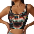 thumbnail image 2 of Lsque Glitch Screaming Skull Printed Women'S Sports Bra, Compression, Moisture Wicking, High-Impact Sports Bra For Women,Supportive sports bra-X-Large, 2 of 9