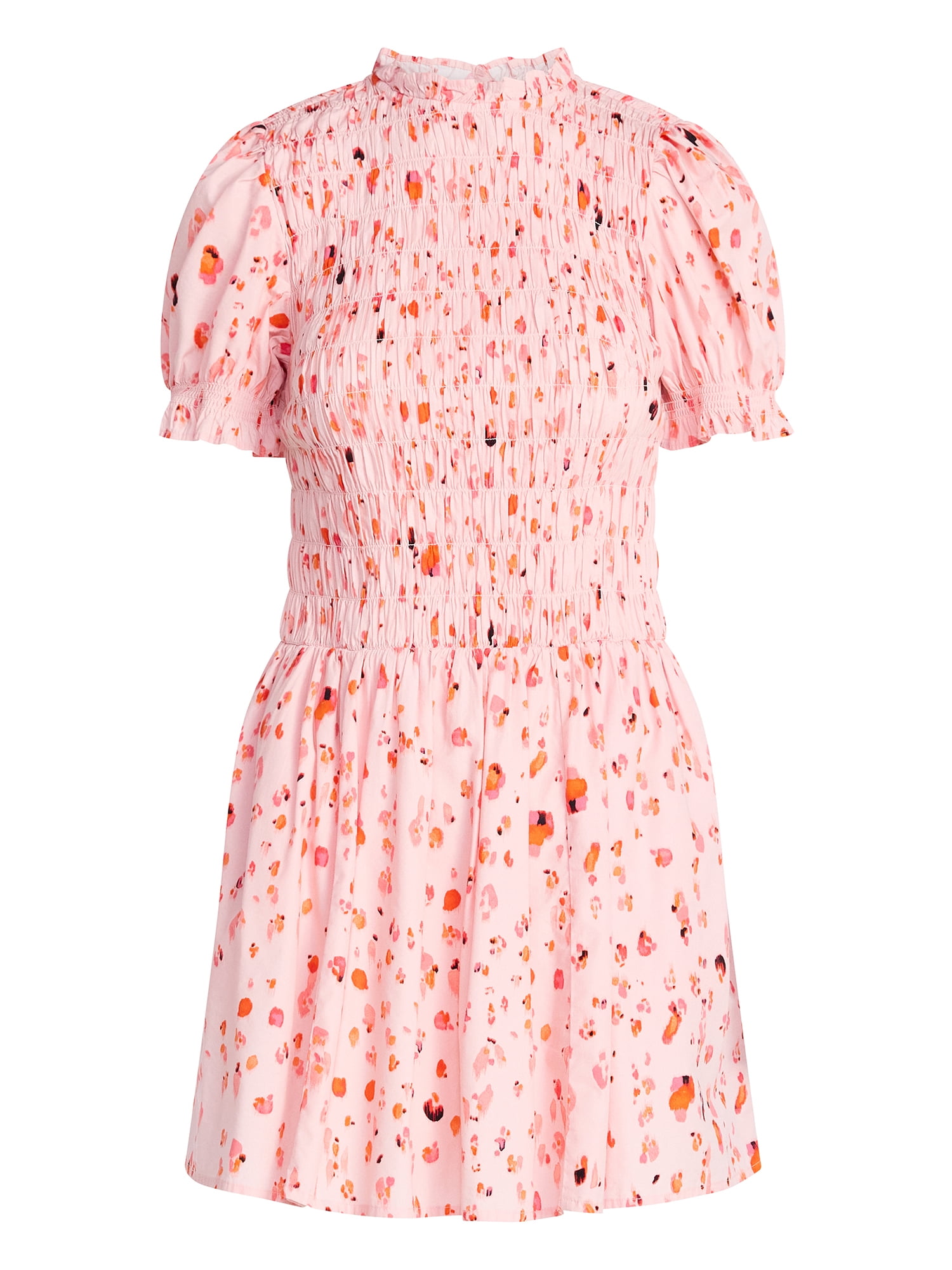 Scoop Women’s and Women's Plus Smocked Floral Mini Dress, Sizes XS-4X
