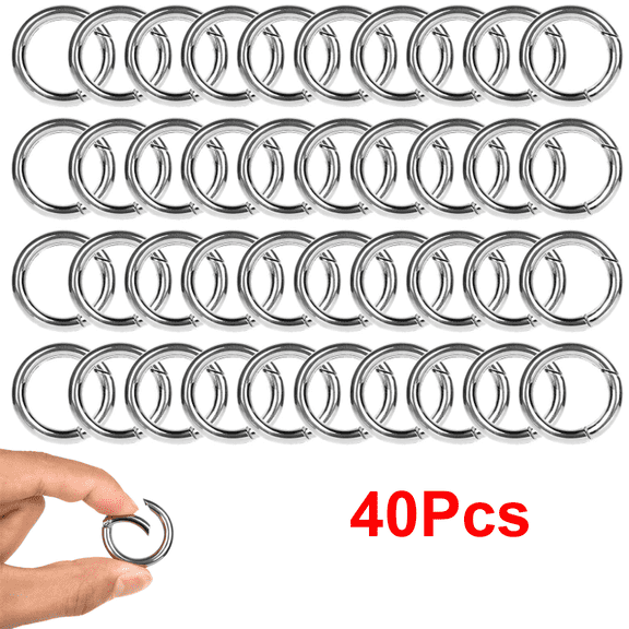 40Pcs Spring O Rings Round Carabiner Snap Clip, 28MM Zinc Alloy Spring Round Keychain, Spring O Ring for Key Chains, Bag, Purse, Handbag