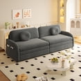 thumbnail image 4 of 81.1'' Pull Out Couch Bed King Size, Chenille Sleeper Sofa Daybed, 3 in 1 Convertible Couches, Futon Sofa with 2 Pillows, Storage Pockets, USB, 3-Seater for Small Spaces, Living Room, Grey, 4 of 9