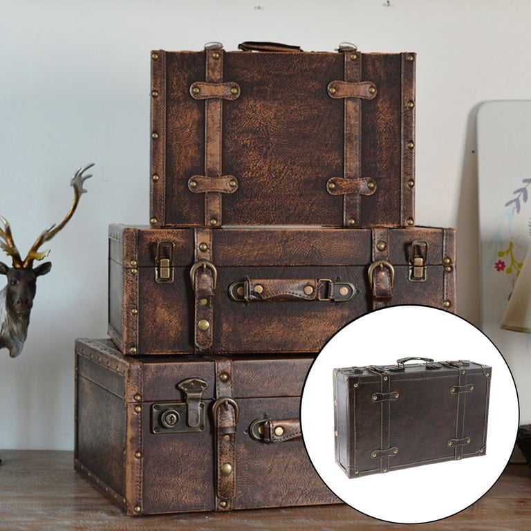 Vintage Leather Suitcase, Brown storage