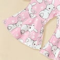 thumbnail image 4 of Sgkm Baby Girl Outfit Easter Elastic Waist Newborn Girl Outfit Ruffle Romper Flare Pants with Headband Spring Clothes Party, 4 of 6