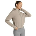 thumbnail image 3 of Womens Zip Up Hoodies Jackets Cropped Sweatshirts Fleece Fall Outfits Casual Comfy Y2k Tops Winter Clothes Khaki XL, 3 of 9