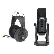 Samson G-Track Professional USB Condenser Microphone with Audio Interface and SR850 Semi Open-Back Studio Reference Headphones