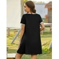 thumbnail image 3 of Ekouaer Women Zipper Front House Coat Short Sleeves Robe Zip Up Bathrobes Short Nightgown with Pockets, 3 of 6