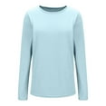 thumbnail image 4 of Ribbed Knit Tops Long Sleeve Womens Casual Comfy Blouses Plain Pullover Sweatshirt Fall Sweaters Loose Fit (XL, Light Blue), 4 of 7