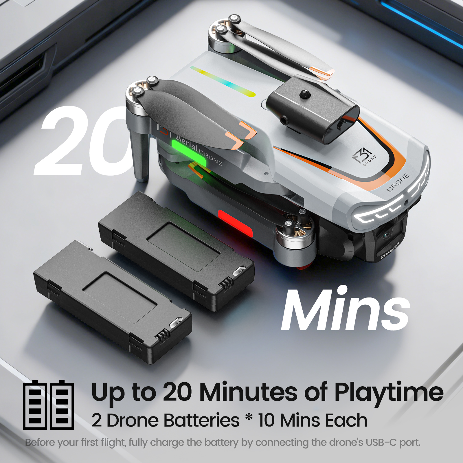WEFONE M3 Foldable Drone with Camera and 2 Batteries Gray photo 6
