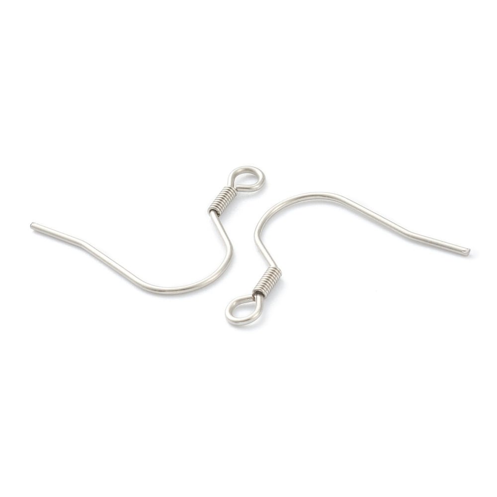 1000 pc Tarnish Resistant 316 Surgical Stainless Steel Earring Hooks Ear Wire with Horizontal Loop Stainless Steel Color 19mm Hole: 2mm 22 Gauge Pin: 0.6mm